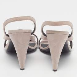 مملوكة مسبقًا Hermes Glamour Size 41 Grey Suede Slingback Sandals