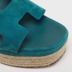 Pre Owned صندل إسبرادريل هيرمس إلدا إسفين جلد بني مقاس 38