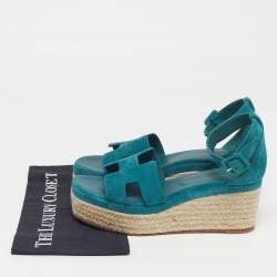 Pre Owned صندل إسبرادريل هيرمس إلدا إسفين جلد بني مقاس 38