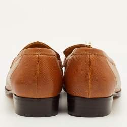 Pre Owned Hermes Kelly Size 38 Brown Leather Slip On Loafers