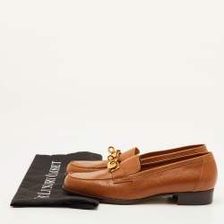 Pre Owned Hermes Kelly Size 38 Brown Leather Slip On Loafers