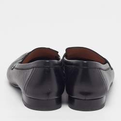 مملوكة مسبقًا Hermes H Logo Size 37 Black Leather Loafers 