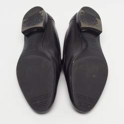 مملوكة مسبقًا Hermes H Logo Size 37 Black Leather Loafers 