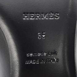 Pre Owned Hermes Kelly Ballet Flats Black Leather Size 35