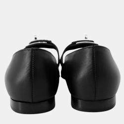 Pre Owned Hermes Kelly Ballet Flats Black Leather Size 35