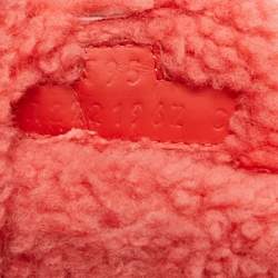 Pre Owned Hermes Chypre Size 39.5 Red Shearling Fur Flat Sandals