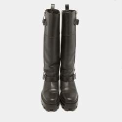 مملوكة مسبقًا Hermes Jaime Size 37.5 Brown Leather Knee Length Biker Boots