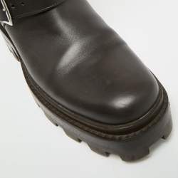 مملوكة مسبقًا Hermes Jaime Size 37.5 Brown Leather Knee Length Biker Boots