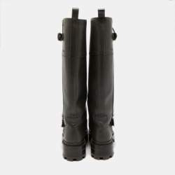 مملوكة مسبقًا Hermes Jaime Size 37.5 Brown Leather Knee Length Biker Boots