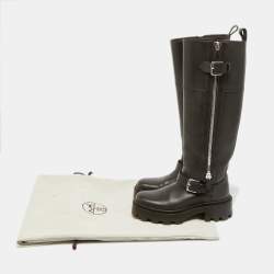 مملوكة مسبقًا Hermes Jaime Size 37.5 Brown Leather Knee Length Biker Boots