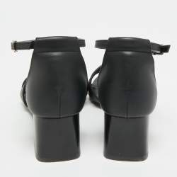 Pre Owned Hermes Encens Size 36 Black Leather Ankle Strap Sandals