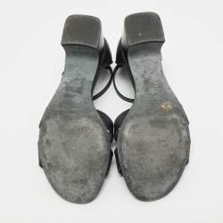 Pre Owned Hermes Encens Size 36 Black Leather Ankle Strap Sandals