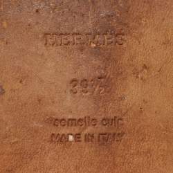 Pre Owned Hermes Oran Size 39.5 Blue Leather Flat Slides 