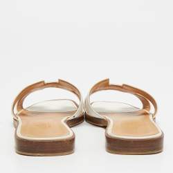 Pre Owned Hermès Oran Size 36 White Leather Flat Slides