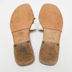 Pre Owned Hermès Oran Size 36 White Leather Flat Slides