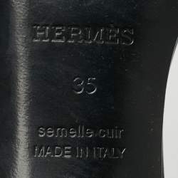 Pre Owned Hermes View Size 35 Black Patent Leather Slide Sandals