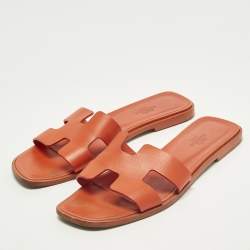 Pre Owned صندل فلات هيـرمس أوران جلد وردي مقاس 36