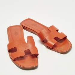 Pre Owned صندل فلات هيـرمس أوران جلد وردي مقاس 36