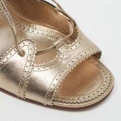 مملوكة مسبقًا صندل هيرمس كعب إسفين سويدي وجلد أحمر/ذهبي مقاس 41