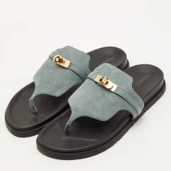 مملوكة مسبقًا Hermès Empire Size 40 Blue Suede Flat Thong Sandals