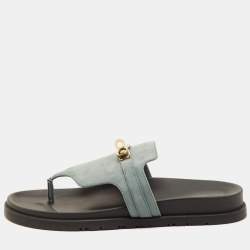 مملوكة مسبقًا Hermès Empire Size 40 Blue Suede Flat Thong Sandals