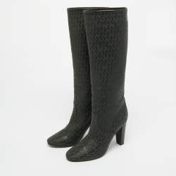 Pre Owned Hermes H Logo Size 36 Black Leather Knee Length Boots
