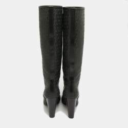 Pre Owned Hermes H Logo Size 36 Black Leather Knee Length Boots