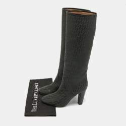 Pre Owned Hermes H Logo Size 36 Black Leather Knee Length Boots