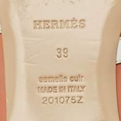 Pre Owned Hermes Oz Size 39 Tricolor Leather Flat Mules