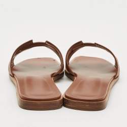 Pre Owned صندل سلايد هيرمس أوران جلد أسود مسطح مقاس 37