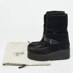 Pre Owned Hermes hemisphere Size 38 Black Leather and Suede Ankle Length Boots