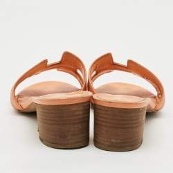 Pre Owned Hermès Oasis Size 40 Orange Leather Slide Sandals