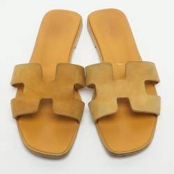 مملوكة مسبقًا صندل مسطح سويدي أصفر هيرمس أوران مقاس 39