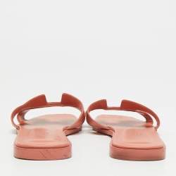 مملوكة مسبقًا صندل سلايد هيرمس أوران جلد أسود مسطح مقاس 37