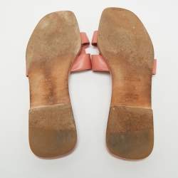 مملوكة مسبقًا صندل سلايد هيرمس أوران جلد أسود مسطح مقاس 37