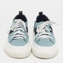 مملوكة مسبقًا حذاء رياضي هيرمس ديب جلد ونسيج محبوك متعدد الألوان عنق منخفض مقاس 40