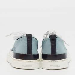 مملوكة مسبقًا حذاء رياضي هيرمس ديب جلد ونسيج محبوك متعدد الألوان عنق منخفض مقاس 40