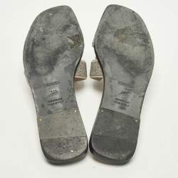 Pre Owned صندل سلايد هيرمس أوران غليتر فضي/ رمادي مقاس 38.5