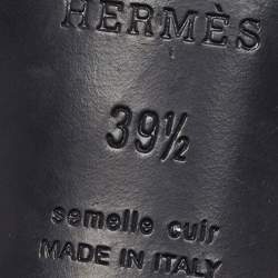 مملوكة مسبقًا صندل هيرمس أواسيس جلد أسود مرصع كعب مربع سميك مقاس 40