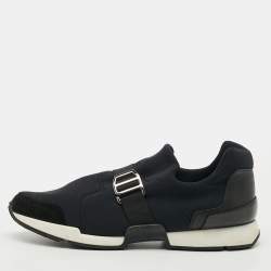 مملوكة مسبقًا Hermes Run Size 39 Black Neoprene and Suede Slip On Sneakers