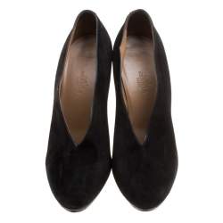 Hermes Black Suede Florida Pumps Size 37.5