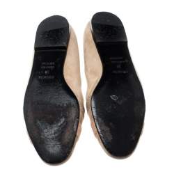 Pre Owned Hermes Beige Suede And Crystal Powder Nice Ballet Flats Size 38