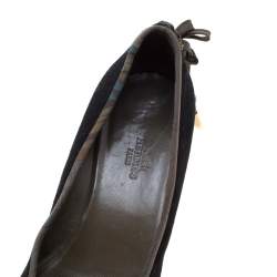 Hermes Black Suede Bow Detail Wedge Pumps Size 39