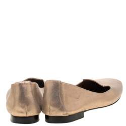 Pre Owned Hermes Metallic Gold Leather Smoking Slippers Size 38.5