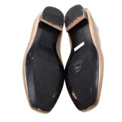 Pre Owned Hermes Metallic Gold Leather Smoking Slippers Size 38.5