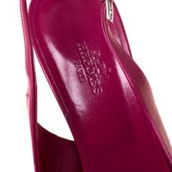 Hermes Pink Leather Slingback Pointed Toe Sandals Size 37