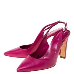 Hermes Pink Leather Slingback Pointed Toe Sandals Size 37