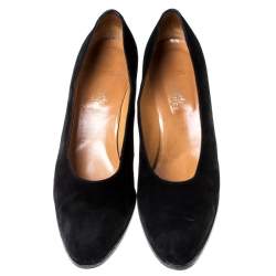 Hermes Black Suede Vintage Platform Pumps Size 40