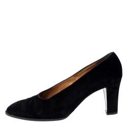 Hermes Black Suede Vintage Platform Pumps Size 40