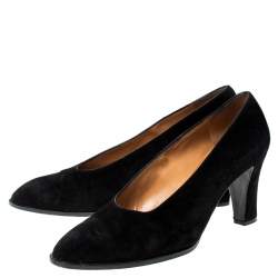 Hermes Black Suede Vintage Platform Pumps Size 40